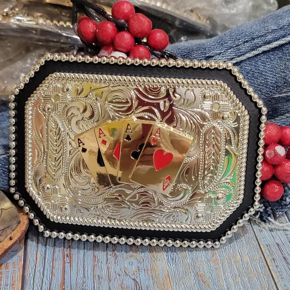Four aces western belt buckle